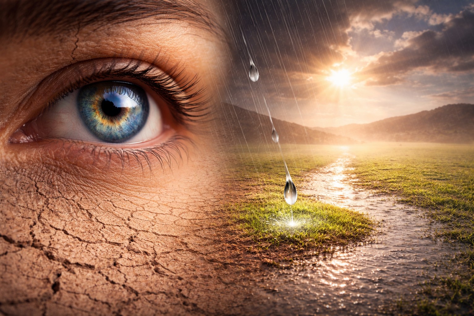 Trockene Augen und gestörter Tränenfilm – medizinische Illustration